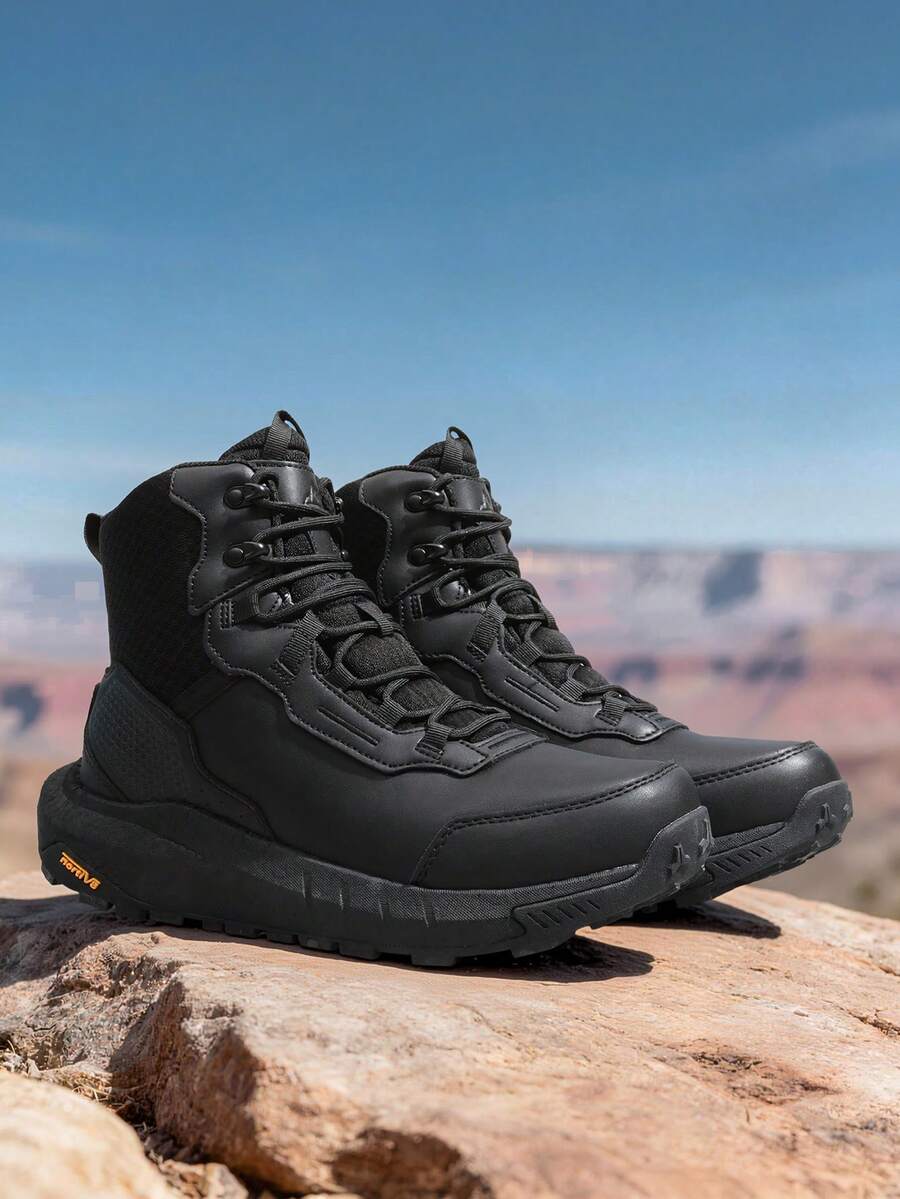 Men's HydroRange Tactical Boots - Lightweight Waterproof Leather Combat Footwear With Enhanced Cushioning, Arch Support, And Anti-Slip Technology - 黑色 - 查看 1