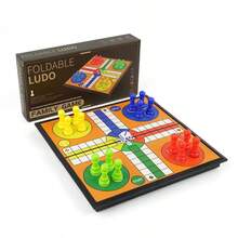 可折疊迷你棋盤 1-4人家庭版 Ludo 骰子遊戲套組 棋盤遊戲 拼圖棋盤 - 混合顏色 - 查看 7