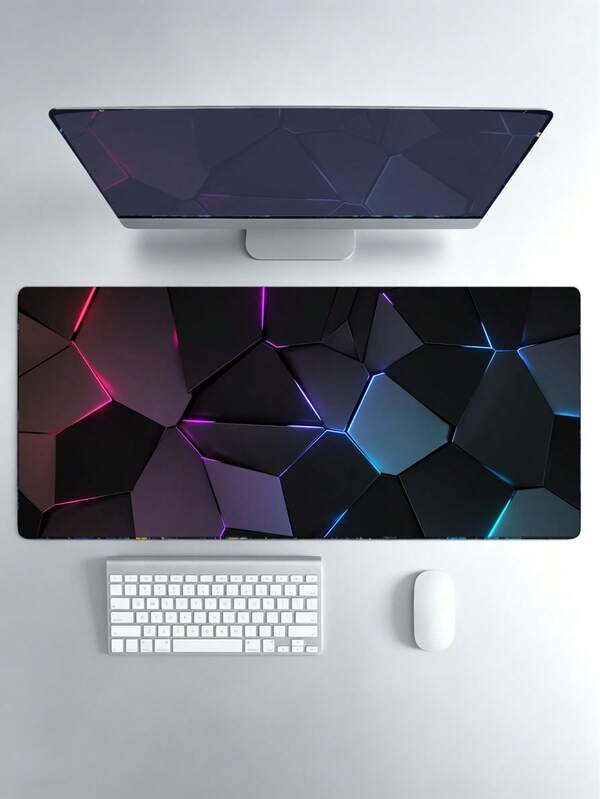 1pc Geometric Game Competitive Mouse Pad, Non-Slip Rubber-Soled Large-Size Table Pad, Durable Sewing, Back-To-School Study, Office Use, Room Decoration