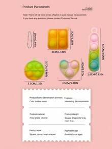 12/30/48/60pcs Geometric Pattern Bubble Stress Ball Keychain, Silicone Finger Press Sensory Toy, Wholesale Multi-Color Squeeze Desk Toy, Summer Vacation Fun, Student Classroom Reward, Back To School Small Gift, Pencil Case Accessory, Random Color And Style - Multicolor - View 3