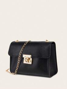 1pc Girls Popular Classic Chain Crossbody Bag, Fashionable Small Square Shoulder Bag, Suitable For Outing, Shopping, Commuting, Ideal Gift Choice - Black - View 4