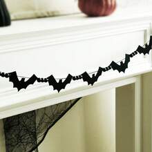 1 pezzo Ghirlanda di perline a forma di pipistrello nero per Ognissanti, banner da appendere al camino, decorazione con silhouette di pipistrello spettrale, ghirlanda di perline, stile gotico e rustico, per camino, mobile, finestra, interno, decorazione stagionale per le vacanze, ornamento da parete, per festa di Ognissanti, dolcetto o scherzetto, accessorio fotografico, decorazione per la casa, regalo - Multicolore 3 - Visualizzare 12
