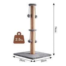 74 CM Cat Tree Scratching Post Bed Activity Centre Toys Sisal Play Scratcher - 1 Toy Ball Cream - View 3
