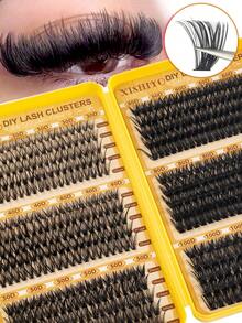 570pcs D-Curl Single-Strand False Eyelashes, Large Capacity, Create Voluminous Fluffy Natural Eye Makeup, Suitable For Home DIY, Beginners And Professional Makeup Artists, Soft And Long-Lasting, Single-Cluster Eyelash Set, Includes Glue And Sealer; Voluminous Clustered Eyelashes Are The First Choice For Creating Fox Eye And Cat Eye Makeup - Multicolor - View 7