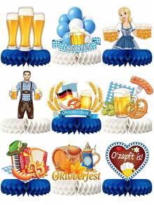 9 Pcs Oktoberfest Honeycomb Centerpieces For Oktoberfest Decorations, Oktoberfest Table Decorations For Beer Themed Party Supplies - Beer Festival Honeycomb B - View 7