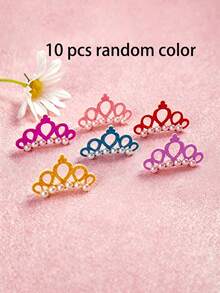 1/5/10pcs Faux Pearl Crown Pet Hair Clips - Fashionable Crown-Shaped Bows Suitable For Dogs And Cats - Grooming Supplies And Accessories - Multicolor - View 10