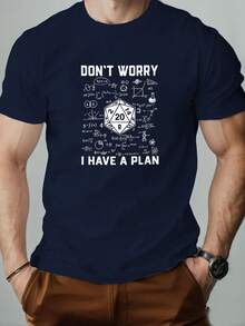 DON'T WORRY I HAVE A PLAN Men'S Summer Casual Round Neck Short Sleeve T-Shirt - 黑色 - 查看 9