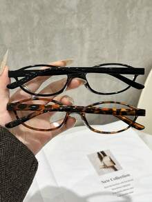 1/2pcs Oval Small Frame Glasses, Unisex - Multicolor - View 2