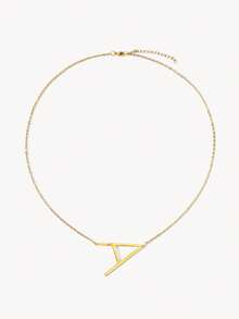 Opalesca 1pc Letter Pendant Necklace, Stainless Steel Jewelry - Yellow Gold - View 29