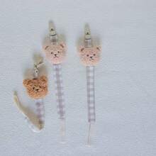 1pc Fabric Teddy Bear Pacifier Clip Baby Teether Chew Doll Lanyard - Bear Plush Toy Pacifier Chain - View 3