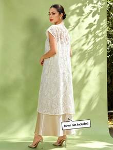 1pc Elegant Hollow Out Women's Cardigan, White Top (Inner Layer Not Included) - White - View 5