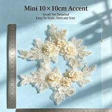 精緻 3D 花卉網格貼花－迷你象牙白花朵裝飾，適用於 DIY 手作、婚紗與田園風裝飾 - 多色 - 查看 7
