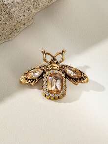 Opalesca 1 pieza Broche de abeja barroco vintage - Alfiler de insecto de aleación de zinc dorado con piedras preciosas facetadas, un accesorio elegante de estilo cortesano para uso casual diario/vestidos de fiesta, un artículo de moda lujoso y delicado para mujeres - Multicolor - Ver 1