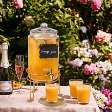 1 Gallon Glass Beverage Dispenser With Sturdy Stand For Parties And Events - Gold - View 7