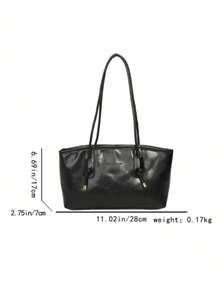 Dedoo 1pc New Coffee Color Bowling Bag, Autumn/Winter Vintage Style, Suitable For Commuting/Student Use (Pendant Not Included) - Black - View 6