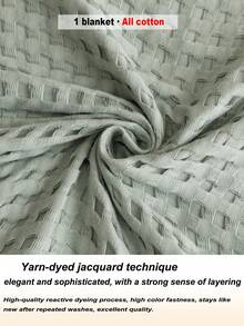 1件裝柔軟舒適新款華夫格針織純棉毯－超薄透氣格紋設計｜四季通用床上用品｜可機洗｜適合夏季與夜間盜汗｜現代柔軟觸感毯｜極簡設計易護理布料｜適用於床鋪、沙發－適合放鬆與依偎 - 雲格淡綠 - 查看 4