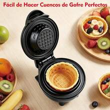Mini Waflera, Mini Máquina para Hacer Cuencos de Gofre, Superficie Antiadherente, 350W, con Luz Indicador de Encendido y Asa Fría,Perfecta para Rápido Desayuno y Postre - 1 - Ver 5