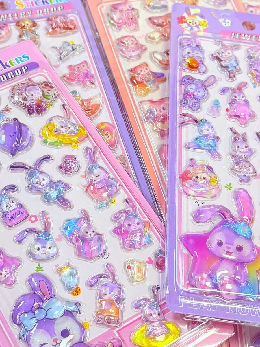 Pegatinas en relieve 3D estilo anime – Calcomanías decorativas dimensionales femeninas (Perfectas para diarios DIY) - Multicolor - Ver 1