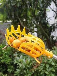 1pc Fruit Picking Basket Head, Portable Fruit Picker, Compatible With Apple And Peach Picking, Farm And Garden Picking Equipment, Gardening Tool, Durable Fruit Picker, Bright Yellow High-Altitude Fruit Picking Basket, Ergonomic Design, Convenient For Picking Bayberry, Loquat, Plum And Other Fruits, Garden Farm Gardening Tool, Used For Picking Loquat, Bayberry, Peach, Plum And Jujube From High Places In The Garden - Multicolor - View 10