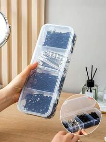 2/1pc 4-Compartment Transparent Storage Box, Dust-Proof Portable Desktop Organizer, Practical Divided Design, Suitable For Storing Jewelry, Hair Clips, Hair Sticks, Rubber Bands And Small Accessories - Multicolor - View 2