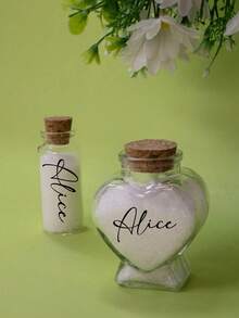 1pc Customized Heart-Shaped Sand Bottle, Customized Mini Jar With Text, Customized Sand Jar Souvenir, Customizable Name And Text, Customizable Small Decorative Jar, Personalized Mini Jar With Cork Stopper Lid, Wedding Gift/Honeymoon Souvenir - Multicolor - View 8