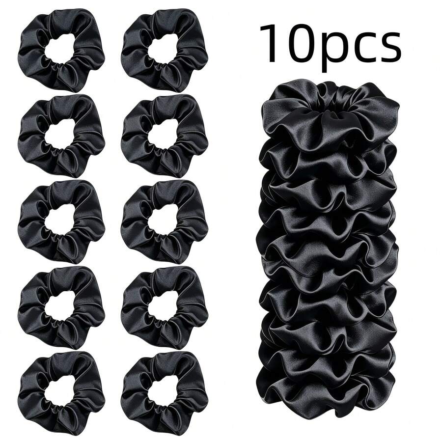 1/5/10/20pcs Elegant Solid Color Satin Hair Scrunchies, Suitable For ...