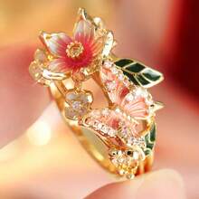 DIYCCPC 1pc Exquisite Elegant Country Style 3D Butterfly Flower Ring, Perfect Christmas Gift For Her - Gold - View 4