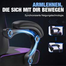 EXRACING Gaming Chair - Ergonomic Gaming Chair With Footrest, Headrest And Lumbar Support, Height Adjustable, Padded, 180 Kg - 紫色 - 查看 7