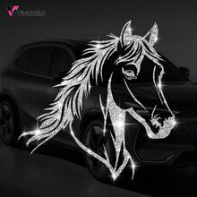 亮面馬頭汽車貼紙 - 必備風格，易於貼附於車身裝飾且不留殘膠，創意馬匹汽車貼紙，車門與車身裝飾貼紙，現代藝術汽車貼紙 - 馬頭 - 查看 15
