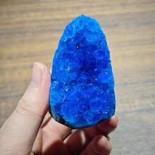 1件藍色石英晶洞簇,鮮豔藍色調標本,帶閃亮星辰包裹體,獨特的家居裝飾禮物,適合送給朋友與家人 - 藍色 - 查看 14