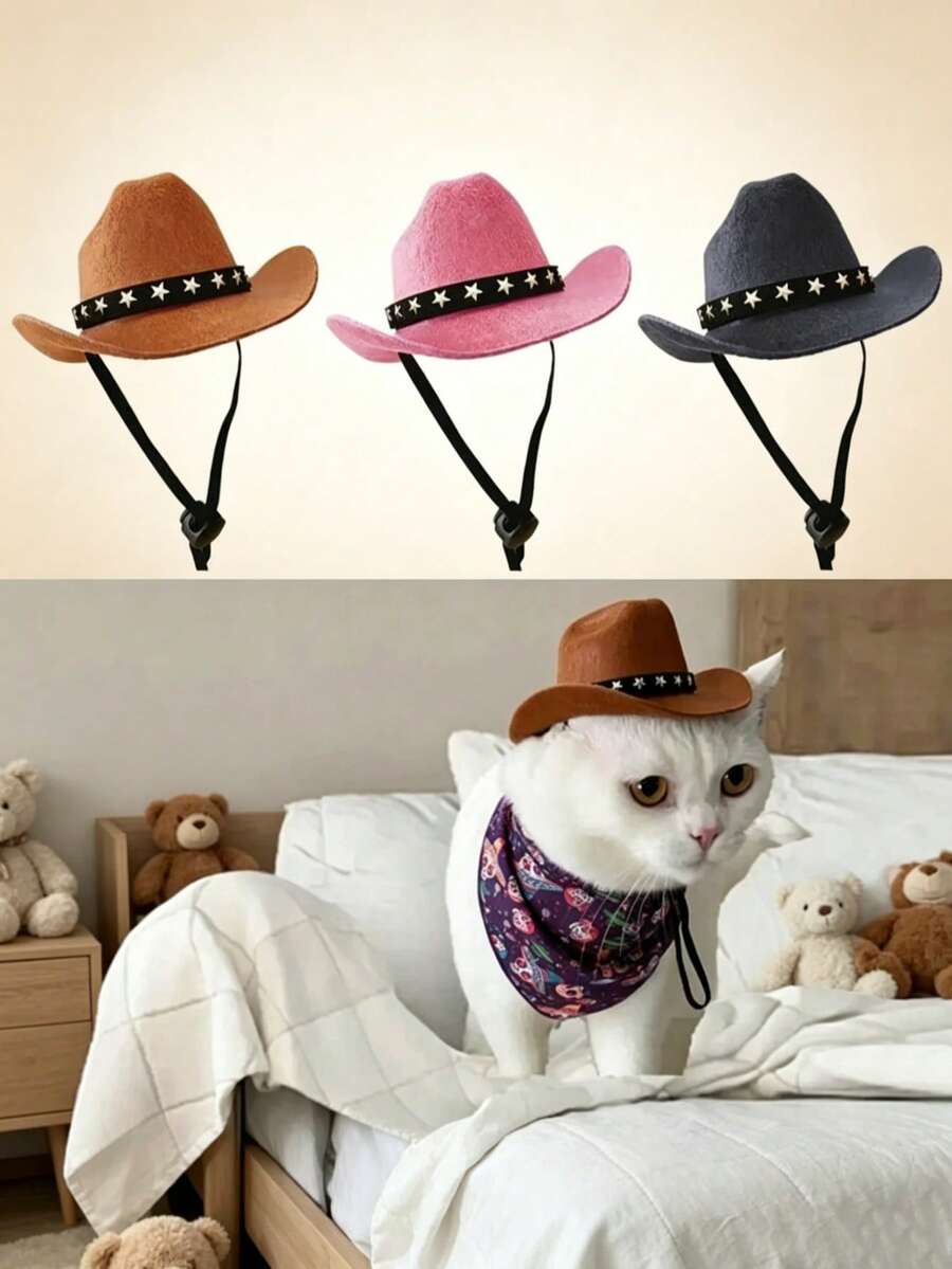 Topi Hewan Peliharaan - Topi Koboi Hewan Peliharaan, Topi Pelindung Matahari Koboi Barat Baru, Cocok untuk Anjing dan Kucing, Perlindungan Matahari di Luar Ruangan, Properti Foto Pesta Ulang Tahun, Aksesori Kostum Anak Anjing - MultiWarna - View 1