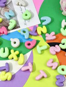 240G Approximately 80pcs Fun Colored 3D Letter Beads, Uniquely Designed Letter Acrylic Large Hole Acrylic Letter Beads, English Beads, Used For Necklace, Bracelet, And Mobile Phone Decoration Chain Loose Beads - Jewelry Making Beads, - Multicolor - View 8