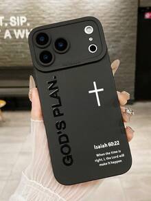 1件 God's Plan 十字架聖經經文以賽亞書 60:22 印花防震保護手機殼，極簡基督教信仰街頭風啞光黑防摔手機套，適合日常使用與送禮，復活節、受難節、聖誕節理想選擇，相容 iPhone 17、 17 Pro、 17 Pro Max、 手機殼與 Galaxy 手機殼，手機配件，快速出貨 - 彩色 - 查看 2