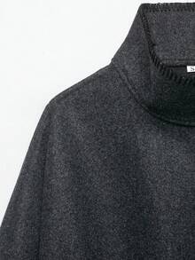 Seelio Autumn/Winter New Women's European & American Style Fashion Minimalist Versatile Loose High Neck Long Sleeve Button-Up Jacket - Dark Grey - View 10