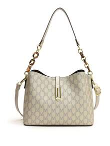 Sac à main/sac bandoulière de grande capacité de style européen classique de luxe pour femmes d'âge moyen et âgées, automne/hiver (sac cadeau inclus) - Gris - Voir 3