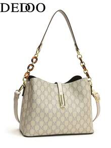 Sac à main/sac bandoulière de grande capacité de style européen classique de luxe pour femmes d'âge moyen et âgées, automne/hiver (sac cadeau inclus) - Gris - Voir 10