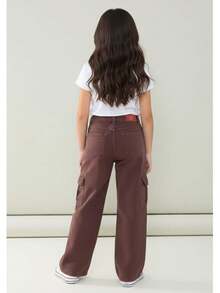 Wide Leg Youth Cargo Pants - Óxido marrón - Ver 2