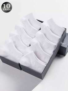 10/15/30 Pairs Solid Color Men's Short Socks Black White Grey Solid Color Boat Socks Odor-Resistant Sweat-Absorbent Low-Cut Breathable Short Socks For Men - Multicolor - View 8