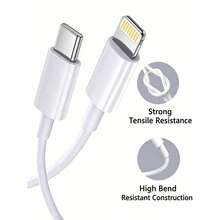 Cable de datos de carga rápida de 30W con certificación MFi, interfaz USB-C a Lightning, compatible con iPhone 14-8 Plus/PC para sincronización - Blanco - Ver 6
