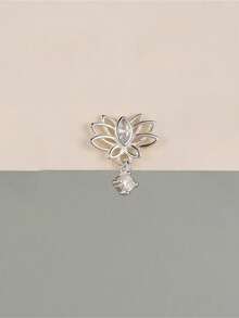 SereneSpark 1 pièce Boucles d'oreilles pendantes en argent sterling 925 avec pendentif lotus, boucles d'oreilles pendantes hypoallergéniques en zircone pour femmes, bijou d'oreille percé élégant cadeau - Argent - Voir 5