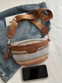 Nueva bolsa de pecho todo en uno de moda, bolsa bandolera vintage única, bolsa de pecho de mujer de material PU estilo coreano - Marrón - Ver 5