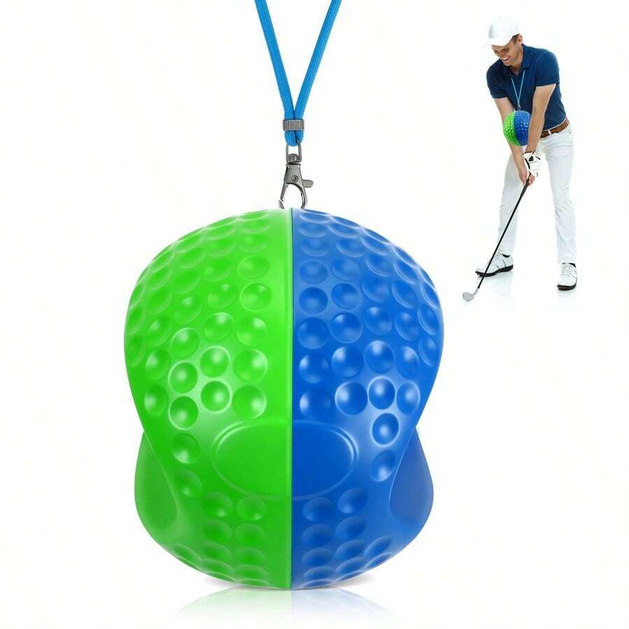 Portable Golf Swing Trainer Ball, Posture & Motion Correction Aid, Includes Carry Rope For Easy Transport, Ideal For Beginners - Green - View 1