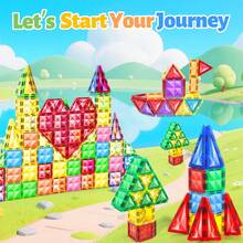 3+ Years Old Children 48/68/98pcs Colorful Magnetic Building Blocks Toy, Creative Educational Magnetic Assembly Toy Set, Boys & Girls Gift Random Color - Multicolor - View 4