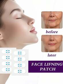 60pcs High Elastic Invisible Neck Support Patches, Elastic Wrinkle-Reducing Patches, Suitable For Men And Women, Invisible Fine Line Reduction, Applicable For Chin And Skin, Face Tape, Face Mask - Multicolor - View 1
