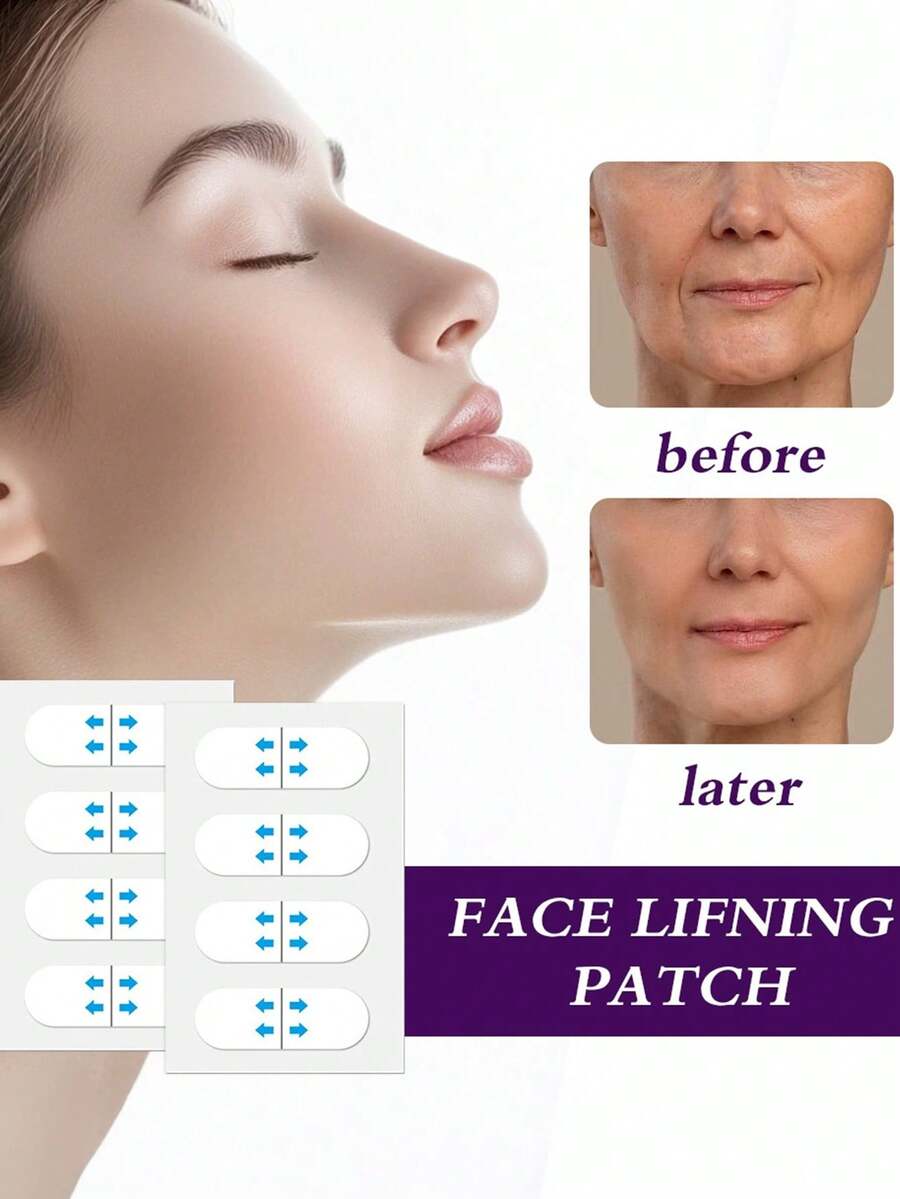 60pcs High Elastic Invisible Neck Support Patches, Elastic Wrinkle-Reducing Patches, Suitable For Men And Women, Invisible Fine Line Reduction, Applicable For Chin And Skin, Face Tape, Face Mask - Multicolor - View 1