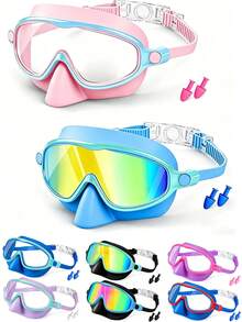 1/2 Packs Kids Swimming Goggles With Nose Clip, Suitable For Children Aged 3 To 14, Wide Field Of View, Anti-Fog, UV Protection, First Day Of School - Multicolor - View 2