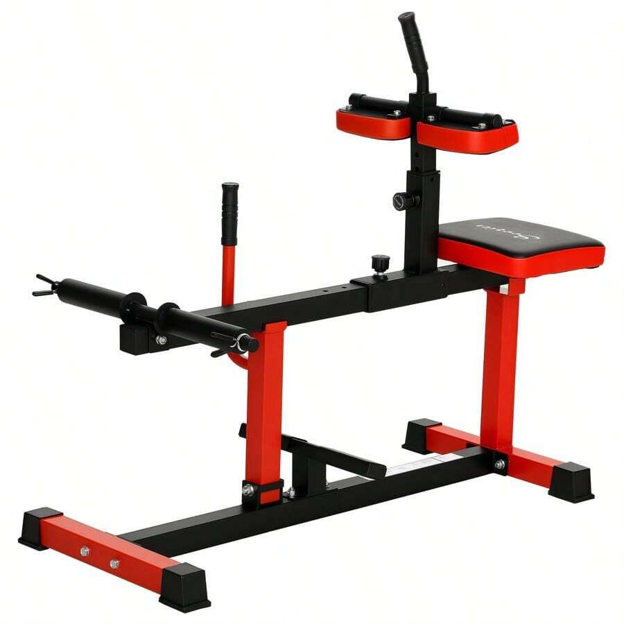 Soozier Adjustable Steel Seated Calf Raise Exercise Strength Training Gym Equipment, Red-XY205336 - A91-055V00RD - View 1