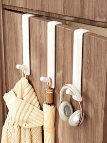 1pc/10pcsBathroom Cabinet Hook Home Storage Rack, No Drill Over Cabinet Door Hanging Hook, Punch Free Space Saving Hanger For Bathroom Cupboard Kitchen Cabinet To Hang Towels Sponges Keys And Daily Small Household Items - Multicolor - View 1