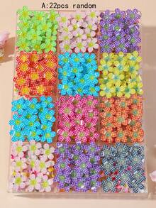 22/5 pezzi Fermagli per capelli floreali multicolore per ragazze, accessori per capelli, fermagli per la parte posteriore della testa, fermagli laterali, fermagli a coccodrillo per uso quotidiano - Multicolore - View 9