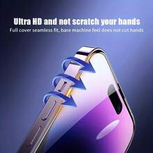 4 buah Pelindung Layar Kaca Tempered Anti-Cahaya Biru, Kompatibel dengan iPhone 17 Pro Max, Juga Kompatibel dengan iPhone 17E/17P Pro/16/16 Plus/15 Pro/15/14/13/12/11/XR/XS, Perlindungan Penuh | Perlindungan Mata | Anti-Sidik Jari | Kompatibel dengan Casing - Clear - View 3